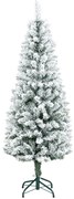HOMCOM Árvore de Natal Artificial Coberta de Neve 150 cm com 317 Ramos e Suporte de Metal Árvore Natalícia para Sala Interior Verde