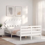 Estrutura de cama com cabeceira 120x200cm madeira maciça branco