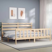 Estrutura de cama com cabeceira 180x200 cm madeira maciça