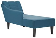 Chaise-longue com apoio de braço direito veludo azul