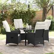 vidaXL Conjunto de Jantar de Jardim 5 Peças com Almofadas - Polirattan Preto