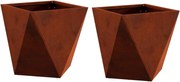 vidaXL Floreira 2 pcs Ferro Enferrujado 30 x 30 x 30 cm