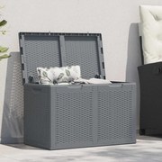 vidaXL Caixa de arrumação para jardim 180 L vime PP cinzento