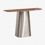 Consola De Entrada 120x40 Cm Em Pedra Natural E Aço Inoxidável Moreila Mármore Vermelho Chigan - Sklum