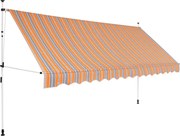 vidaXL Toldo retrátil manual 400 cm riscas amarelas e azuis