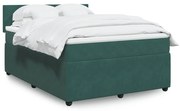 Cama com molas/colchão 140x190 cm veludo verde-escuro