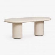 Mesa De Jantar Oval 220x100 Cm Em Cimento Namara Tapioca Bege - Sklum