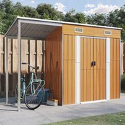vidaXL Abrigo de jardim c/ alpendre 277x107x181cm aço castanho-claro