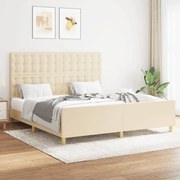 vidaXL Estrutura de cama sem colchão 160x200 cm tecido cor creme