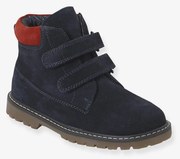 Botas em pele com barras autoaderentes, para menino marinho