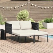 Espreguiçadeira vidaXL com almofadas para 2 pessoas Antacita 115x153x69,5 cm Aço