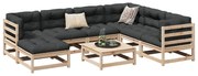 8 pcs conjunto sofás de jardim com almofadões pinho maciço