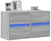 vidaXL Móveis de parede para TV com luzes LED 2 pcs cinzento sonoma