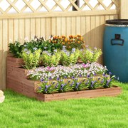 Floreira de Madeira Elevada de 4 Níveis com Desenho em Escada para Cultivos Plantas e Flores 113x113x46 cm Castanho Escuro