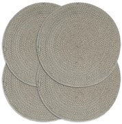 vidaXL Individuais de mesa 4 pcs algodão liso 38 cm redondo cinzento