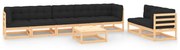 vidaXL 8 pcs conjunto lounge de jardim c/ almofadões pinho maciço