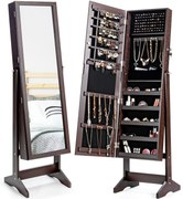 Suporte para armário de joias, espelho, armário com grande caixa de armazenamento - branco