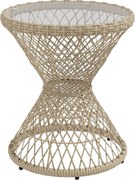 Outsunny Mesa de centro Mesa de apoio Design Boho, Tampo de vidro, PE-Rattan, 45 cm x 45 cm x 52 cm, Natural | Aosom Portugal