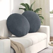 vidaXL Almofadas de Assento 2 pcs Cinza Escuro Ø 40 x 13 cm Veludo