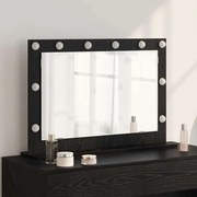vidaXL Espelho de vaidade com luzes LED Carvalho Preto 80x55x18 cm