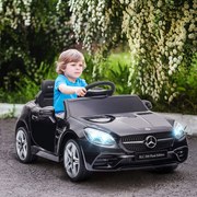 Carro Elétrico Mercedes SLC 300 12V com Controlo Remoto Faróis LED Música TF USB e Abertura da Porta 3-5km/h 107x62,5x44 cm Preto