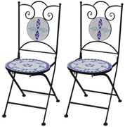 Cadeiras de bistrô dobráveis 2 pcs cerâmica azul e branco