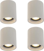 Conjunto de 4 focos de teto rústicos redondos em concreto - Deep