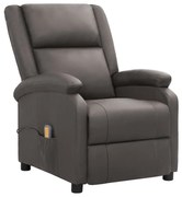 vidaXL Poltrona de massagens couro genuíno cinza