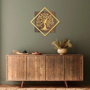 Acessório Decorativo de Parede Tree v2 – Nogueira e Dourado – 54 x 54