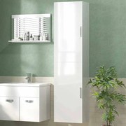 Coluna Casa de Banho de Parede Armário Alto Casa de Banho com Prateleiras Ajustáveis e 2 Portas  40x30x160 cm Branco