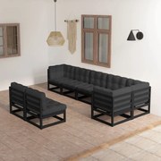 vidaXL 8 pcs conjunto lounge de jardim c/ almofadões pinho maciço