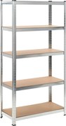 vidaXL Estante com 5 prateleiras derivados de madeira e aço prateado