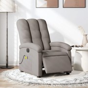 vidaXL Poltrona reclinável massagens elétrica tecido cinza-acastanhado