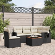 vidaXL 6 pcs conjunto sofás de jardim c/ almofadões vime PE preto