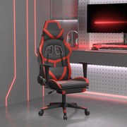 vidaXL Cadeira gaming massagem + apoio pés couro artif. preto/vermelho