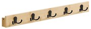 Cabideiro de parede SONGMICS, cabideiro de parede com prateleira, 5 ganchos duplos de metal, economizador de espaço, entrada para quarto, com capacidade para 25 kg, bege natural LCR005N01