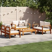vidaXL 5 pcs conjunto de sofás de jardim com almofadões acácia maciça
