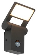 Candeeiro de parede exterior antracite com LED IP54 e sensor de movimento - Zane