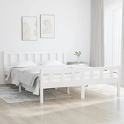 vidaXL Estrutura de cama king 150x200 cm madeira maciça branco