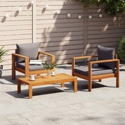 vidaXL 3 pcs conjunto de sofás de jardim com almofadões acácia maciça