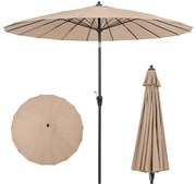 Guarda-sol redondo de 260 cm com 18 varetas de fibra de vidro - bege