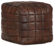 vidaXL Pufe 40x40x40 cm couro de cabra genuíno castanho-escuro