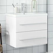 vidaXL Armário de casa de banho com lavatório embutido branco