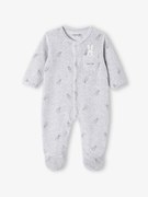 Pijama coelhos, em veludo, para bebé cinza mesclado