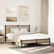 Estrutura de cama sem colchão 140x200 cm metal carvalho sonoma