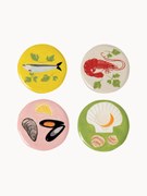 Pratos de sobremesa em dolomite pintados à mão De La Mer, conjunto de 4