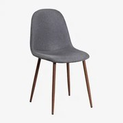 Glamm Estofada Cadeira De Jantar Madeira Escura & Linho Gris Antracita & Linho - Sklum