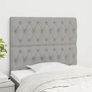 vidaXL Cabeceira de cama 2 pcs tecido 90x7x78/88 cm cinzento-claro