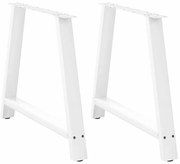 vidaXL Pés para mesa de jantar em formato A, 2 peças, branco, 100x(72-73) cm, aço