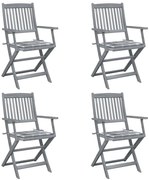vidaXL Cadeiras exterior dobráveis c/ almofadões 4 pcs acácia maciça